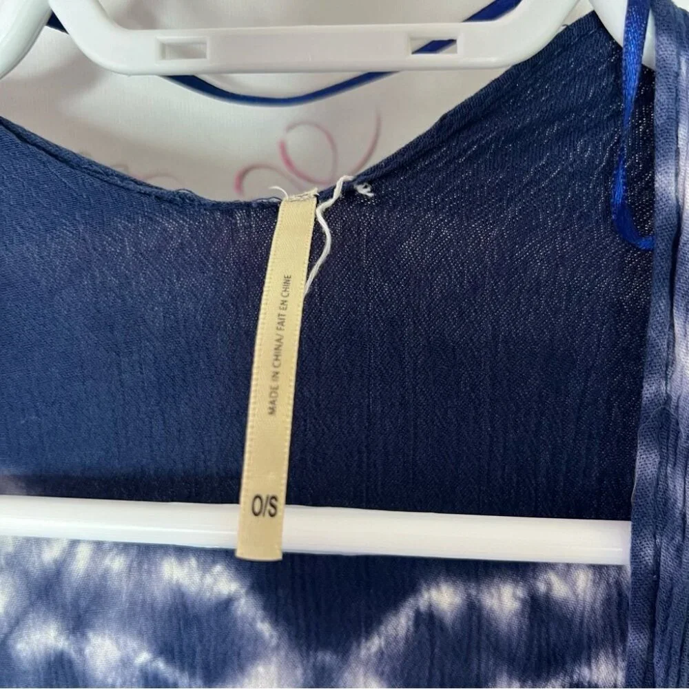 Harlow cardigan Navy White Tie-Dye Open Cardigan one size fits all kimono flowy - Picture 4 of 5